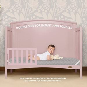 Dream On Me Asheville 4” Firm Fiber Crib And Toddler Mattress | Waterproof | GreenGuard Gold Certified | Dual-Sided Mattress | Grey Embossed Cover | Lightweight Reversible Design