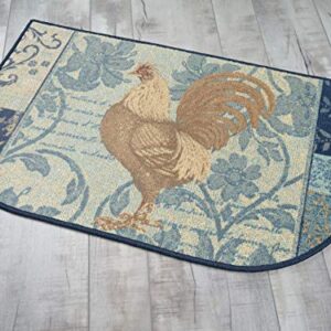 Brumlow MILLS Tall Rooster Damask Kitchen Area Rug, A Rustic Decor Mat for Living Room, Dining, Bedroom, or Doorway, 19" x 32", Blue