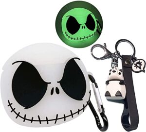 ccxnas compatible with airpods case cover with keychain, halloween luminous skull for airpods 2nd & 1st cases, soft silicone cute funny anime case for apple airpods 2/1