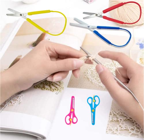 QIANG Loop Scissors for Children and Teens, Right and Lefty Support, Easy-Open Squeeze Handles Safety Scissors Toddler Safety Craft Scissors Student & Children's Handmade Scissors(6-Pack)