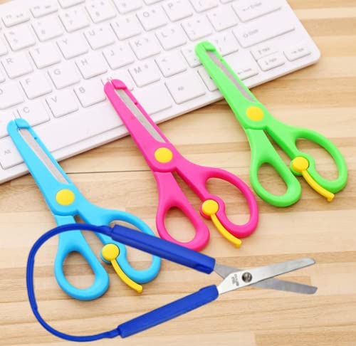 QIANG Loop Scissors for Children and Teens, Right and Lefty Support, Easy-Open Squeeze Handles Safety Scissors Toddler Safety Craft Scissors Student & Children's Handmade Scissors(6-Pack)