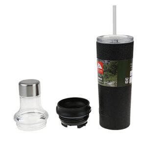 Ozark Trails Tumbler Set - 20 Oz, 3 Lids & Straw, Vacuum Insulated Stainless Steel Bottle with Leak-Proof Lid, Coffee Travel Mug With Straw Lid, Gift Box,Black