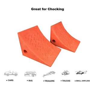 HOXWELL 2 Pack RV Leveling Blocks Wheel Chocks, Premium Heavy Duty Vehicle Wedge Design and Garage Grip Bottom for Travel Trailers, Camper, Truck, Car and ATV Orange 2 Pack