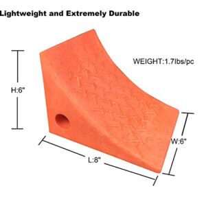 HOXWELL 2 Pack RV Leveling Blocks Wheel Chocks, Premium Heavy Duty Vehicle Wedge Design and Garage Grip Bottom for Travel Trailers, Camper, Truck, Car and ATV Orange 2 Pack