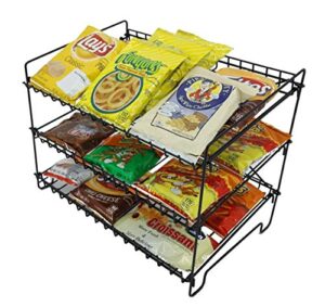 fixturedisplays 16" x 12.5" x 10" wire rack for countertop use with 3 open shelves, black 10085-new