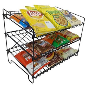 FixtureDisplays 16" x 12.5" x 10" Wire Rack for Countertop Use with 3 Open Shelves, Black 10085-NEW