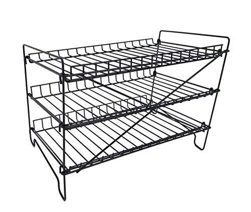 FixtureDisplays 16" x 12.5" x 10" Wire Rack for Countertop Use with 3 Open Shelves, Black 10085-NEW