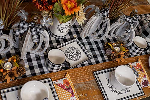 Boston International Black and White Buffalo Plaid Ceramic Serveware, 10 x 8-Inches, Platter