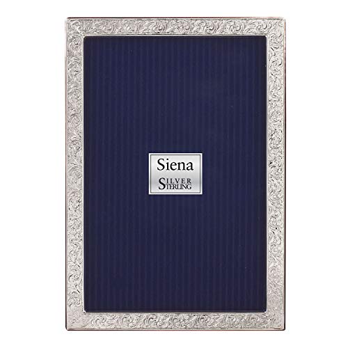 Siena 8x10 Silver Engraved Deco Picture Frame, Boutique Quality Photo Frame, Collection (925 Sterling Silver)