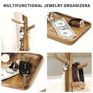 Key Bowl for Entryway Table Mens Valet Tray Perfume Tray for Dresser, Jewelry Dishes Women Small Wooden Ring Holder, Decorative Catch All Vanity Tray Organizer for Bedroom