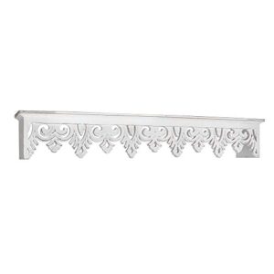 american art decor hand-carved wooden floating wall shelf - white (30”)