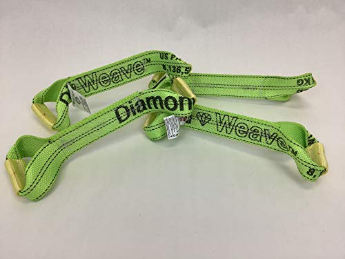 Safe 'n Secure 8 Point Heavy Duty Hi Viz Diamond Weave 18' Strap Kit for Rollback/Flatbed Tie Downs with 12" Chain Tail