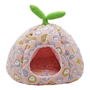 handmade sleeping bag pouch hideout cave habitat for hedgehog guinea pig hamster ferret squirrel small animal bed nest house cage portable big cushion (pink)