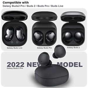 HALLEAST for Galaxy Buds 2 Pro Case 2022/ Galaxy Buds 2 Case 2021/ Galaxy Buds Pro Case 2021/ Galaxy Buds Live Case 2020, TPU Cover Metal Alloy Carrying Case with Keychain Clip, Black