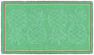 brumlow mills pineapple fruit home decor area rug for kitchen, dining, living room, bedroom or doorway mat, 20" x 34", green