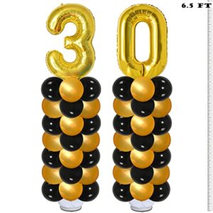 30th birthday decorations for him men,cheers to 30 years tall 30 birthday balloons column for 30th party decorations and 30th wedding anniversary decorations (black & gold)