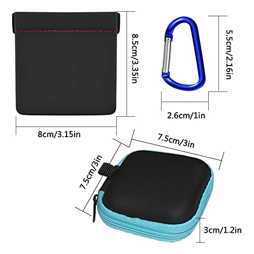 6 PCS Earphone Case Pouch with Carabiner, FineGood Earbud Case Bag Hard Portable Earphone Storage Bag Protective Snap Pouch for Earphone Headphone