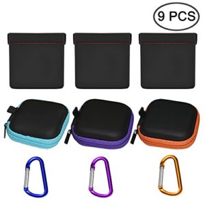 6 PCS Earphone Case Pouch with Carabiner, FineGood Earbud Case Bag Hard Portable Earphone Storage Bag Protective Snap Pouch for Earphone Headphone