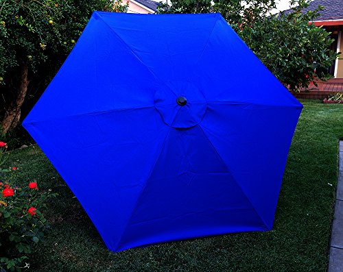 BELLRINO Decor Replacement Strong & Thick Patio Umbrella Canopy Cover for 7.5 ft 6 Ribs (Canopy Only) - Royal Blue