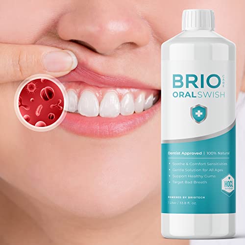 BrioCare Oral Swish, Natural & Vegan Oral Care, Gentle Hygiene Mouthwash Rinse, Fight Bad Breath, Plaque & Cause of Gum Disease, Support Tender Gums, Alcohol Free, Pure Hypochlorous HOCl by BRIOTECH