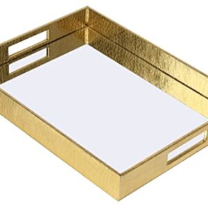 Vixdonos Decorative Mirror Tray Gold Serving Tray Bathrooom Vanity Tray for Makeup,Candle Holders,16.2'' X 12.2" X 2''