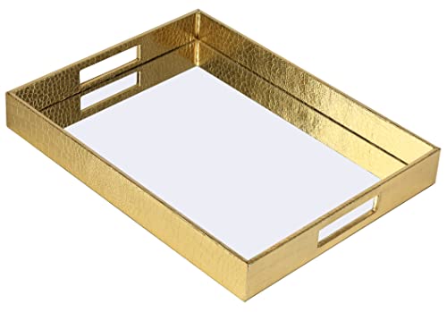 Vixdonos Decorative Mirror Tray Gold Serving Tray Bathrooom Vanity Tray for Makeup,Candle Holders,16.2'' X 12.2" X 2''