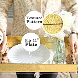 Vixdonos Decorative Mirror Tray Gold Serving Tray Bathrooom Vanity Tray for Makeup,Candle Holders,16.2'' X 12.2" X 2''