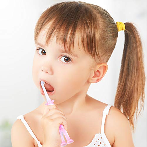 8 Pieces Kids Toothbrush Cartoon Children Toothbrush Deer Design Toothbrush Extra Soft Toothbrush with Suction Cup for Boys and Girls 2 to 8 Years Old, 4 Colors