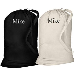 Large Personalized Embroidered Custom Laundry Bags - Great for College Student Bag (Black)