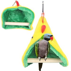 Small Birds Tent Winter Warm Plus Hut,Parrot Habitat with Standing Stick Bird Nest Hanging Hammock for Cage,Hideaway Cave Snuggle Sleeping Bed for Budgie Lovebirds Canaries Finches Small Conures