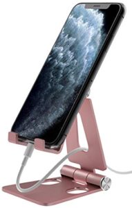 aduro u-rise adjustable phone stand foldable aluminum steel universal cell phone holder portable cell phone stand for desk rose gold