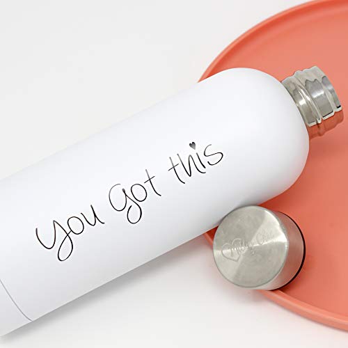 Milky Chic You Got This Water Bottle, 17oz Insulated Stainless Steel Flask with Motivational Quote for Travel, Picnic, Gym and Camping, Leakproof and No Sweat, Keeps Drinks Hot and Cold