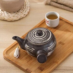 Black Tea Pot Kyusu Tea Maker with Infuser for Loose Tea Ceramic Japanese Teapot with Side Handle 11.8 oz. 350ML for Office,Home, Tea Drinker Gifts