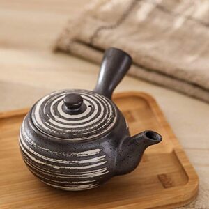 Black Tea Pot Kyusu Tea Maker with Infuser for Loose Tea Ceramic Japanese Teapot with Side Handle 11.8 oz. 350ML for Office,Home, Tea Drinker Gifts