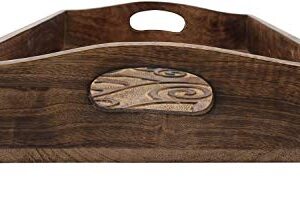 Tree of Life Wooden Breakfast Serving Tray with Handle for Tea Snack Dessert Kitchen Dining Serve Ware Accessories 15 x 10 Inches