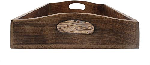 Tree of Life Wooden Breakfast Serving Tray with Handle for Tea Snack Dessert Kitchen Dining Serve Ware Accessories 15 x 10 Inches