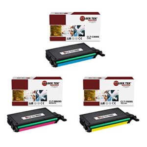laser tek services compatible samsung clt609s clt-c609s clt-m609s clt-y609s toner cartridge replacement for samsung clp770 clp770nd printers (cyan, magenta, yellow, 3 pack)