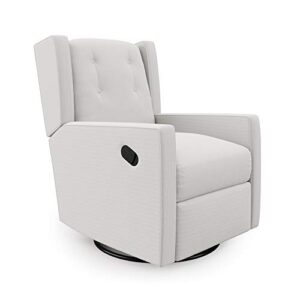 baby relax mikayla swivel glider chair, white, water stain resistant recliner