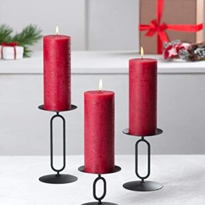 Candle Holders Black Metal Base Candleholders for Desk Top Decoration Table or Mantel Centerpiece in Dining & Living Room, Candelabra for flameless LED, Sphere & Pillar Candles (Set of 3)