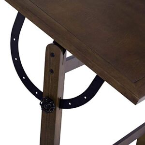 Offex Classic Design Vintage Wood Drafting Table with 42"x 30" Adjustable Top and Pencil Groove - Distressed Black