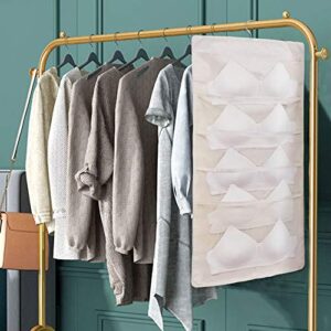 ohihuw Closet Hanging Organizer for Large Size Bras with Enlarged Mesh Pockets Dual Sided Underwear Storage (Beige)