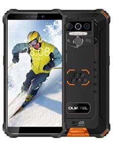 oukitel wp5 pro rugged cell phone unlocked, 4gb +64gb 8000mah android 10 smartphone ip68 waterproof 5.5" hd+ triple camera global version 4g lte gsm at&t t-mobile metro pcs face id fingerprint