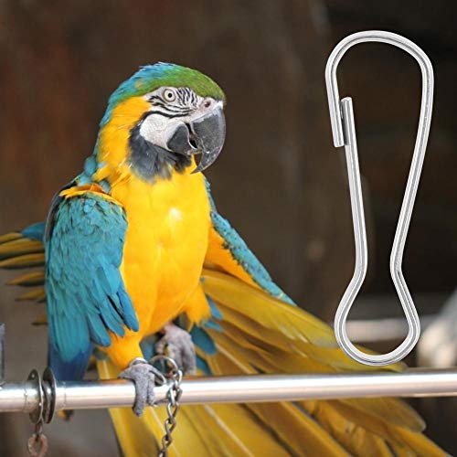 Pssopp 100PCS Bird Hooks Metal Hooks Durable Thicken C-Clips Hooks Chain Links Snaps Hook Set Bird Cage Supplies