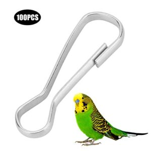 Pssopp 100PCS Bird Hooks Metal Hooks Durable Thicken C-Clips Hooks Chain Links Snaps Hook Set Bird Cage Supplies