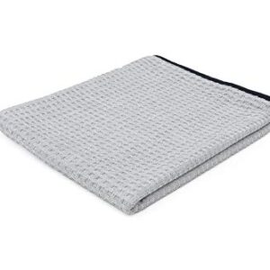 The Rag Company - The Big One - Waffle-Weave Microfiber Drying Towel; Super Absorbent for Car Washes, Detailing, and More; Buttersoft Suede Edges; Scratch-Free, 450GSM, 25in x 40in, Grey