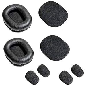 ear pad cushion kit for blue parrott b350-xt bluetooth headset, 2 leather cushions, 2 foam earpads, 4 microphone windscreens by global teck