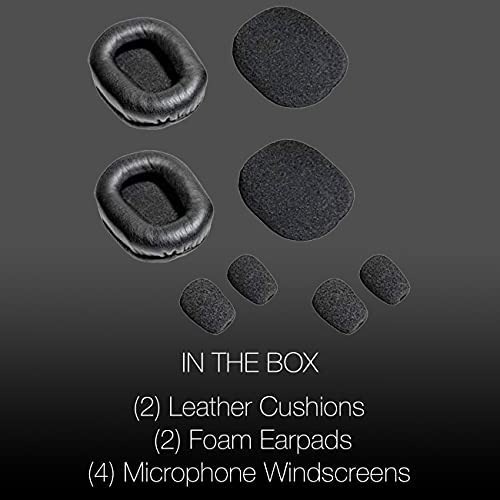 Ear Pad Cushion Kit for Blue Parrott B350-XT Bluetooth Headset, 2 Leather Cushions, 2 Foam Earpads, 4 Microphone Windscreens by Global Teck