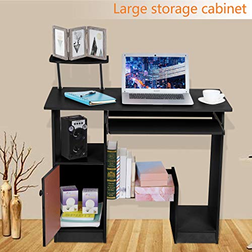 Home Desktop Computer Desk with Storage Shelves Schreibtisch mit Schrank,Work Desk with Drawers,Home Office Computer Writing Desk (Black)