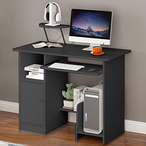 Home Desktop Computer Desk with Storage Shelves Schreibtisch mit Schrank,Work Desk with Drawers,Home Office Computer Writing Desk (Black)