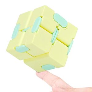 infinity cube fidget toy stress relieving fidgeting game for kids and adults,cute mini unique gadget for anxiety relief and kill time (macaron yellow)
